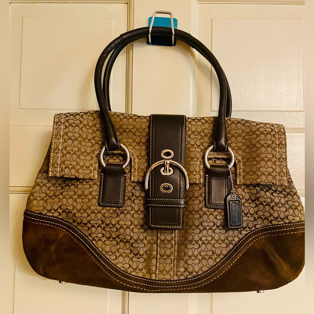 Coach Handbag Classic Signature Logo Flap Satchel Lea… - Gem
